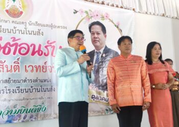 แสดงความยินดีกับ นายพาสันติ์ เวทย์จรัส ผอ.รร.บ้านโคกสะอาดสามัคคี เนื่องในโอกาสย้ายไปดำรงตำแหน่ง ผอ.รร.บ้านโนนสัง