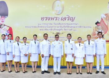 สพป.นครราชสีมา เขต 6 เข้าร่วมพิธีเจริญพระพุทธมนต์และพิธีทำบุญตักบาตรถวายเป็นพระราชกุศล และพิธีถวายสัตย์ปฏิญาณ เพื่อเป็นข้าราชการที่ดีและพลังของแผ่นดิน กิจกรรมเฉลิมพระเกียรติพระบาทสมเด็จพระเจ้าอยู่หัว เนื่องในโอกาสวันเฉลิมพระชนมพรรษา 28 กรกฎาคม 2568